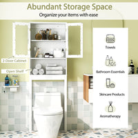 Tangkula Over The Toilet Storage Cabinet  w/Double Tempered Glass Doors