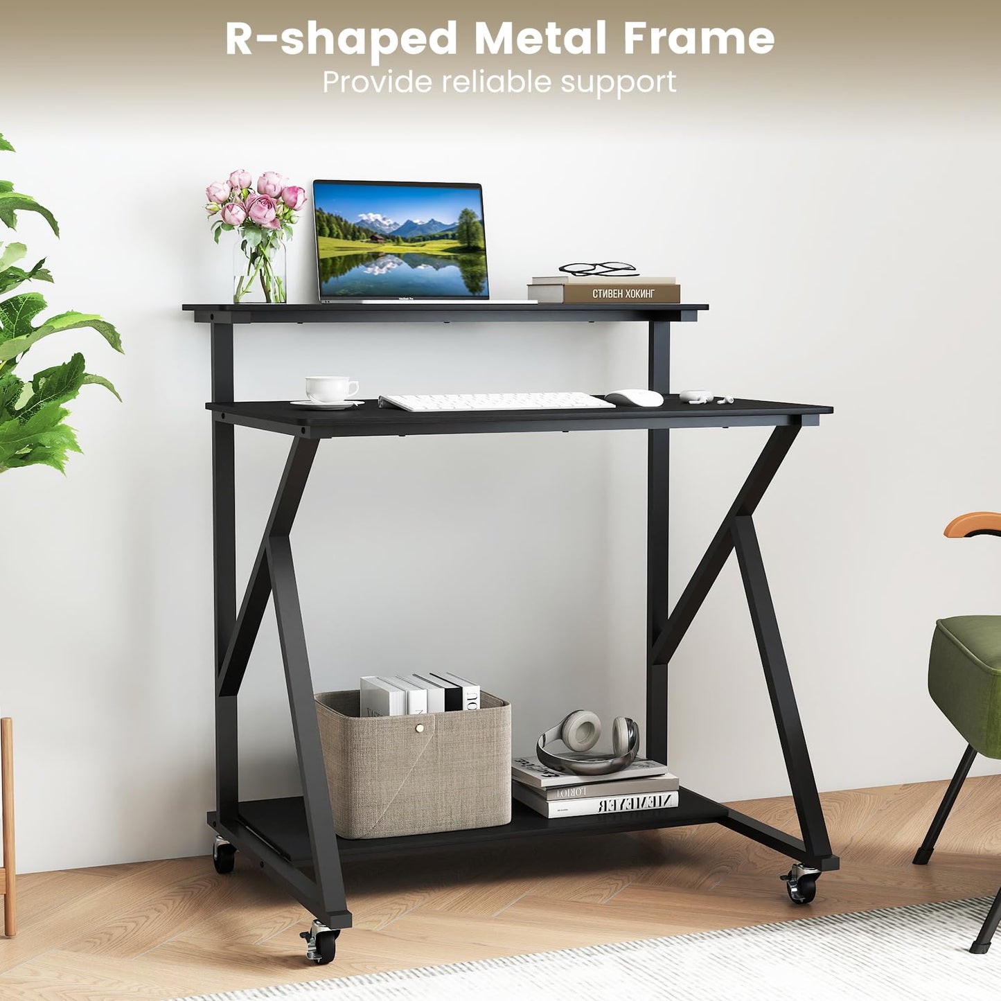 Bureau mobile portable pour ordinateur portable et écran 32" Tangkula