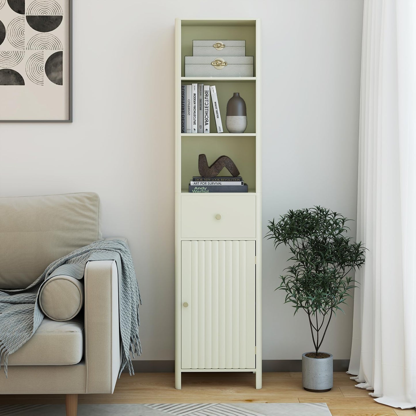 Tangkula 67" Tall Bathroom Cabinet Narrow Floor Cabinet