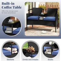 Tangkula Patio Loveseat with Built-in Table