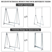 Tangkula Extendable Garment Rack, Heavy Duty Foldable Clothes Rack with Adjustable Hanging Rod