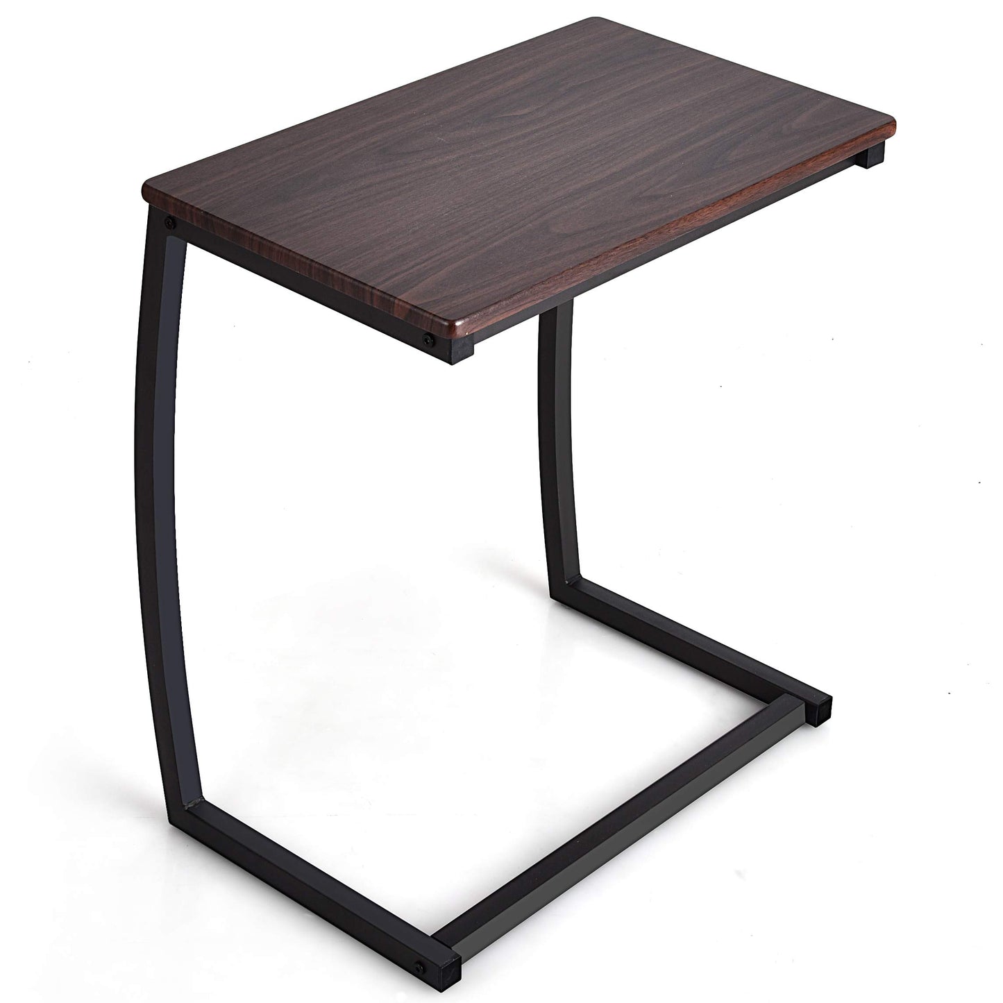Tangkula C Shaped Couch Side Table with Steel Frame for Bed