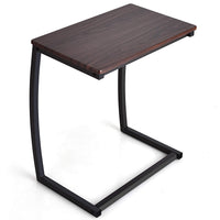 Tangkula C Shaped Couch Side Table with Steel Frame for Bed