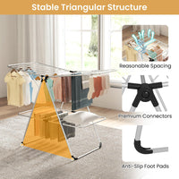 Tangkula 2-Level Heavy-Duty Aluminum Laundry Drying Rack Collapsible with Height-Adjustable Wings