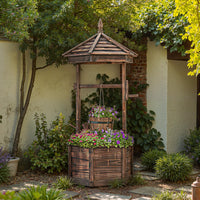 Jardinière puits à souhaits en bois style ancien Tangkula pour l'extérieur