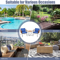 3 Pieces Patio Bistro Set, Outdoor Conversation Chair Set with Coffee Table
