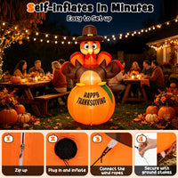 Tangkula 6 ft Happy Thanksgiving Inflatable Turkey Yard Decoration