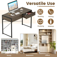 Tangkula Bureau informatique avec 2 tiroirs pour petit espace