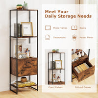 Tangkula Étagère Haute et Étroite de 159 cm avec Cadre Métallique et Kits Anti-basculement