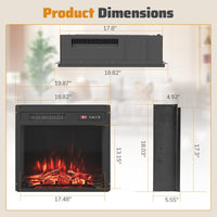 Tangkula 18" Electric Fireplace Insert with Remote Control