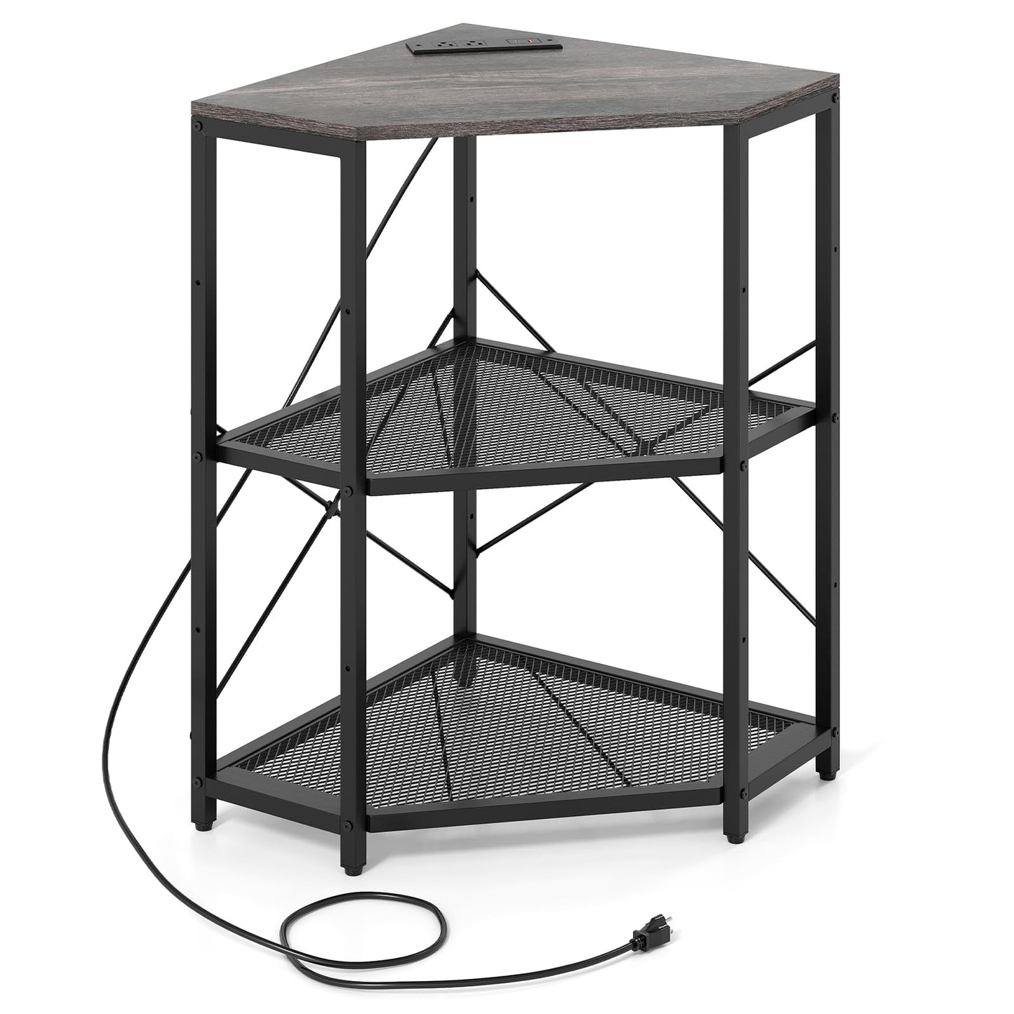 Tangkula Corner Printer Stand with Power Outlet