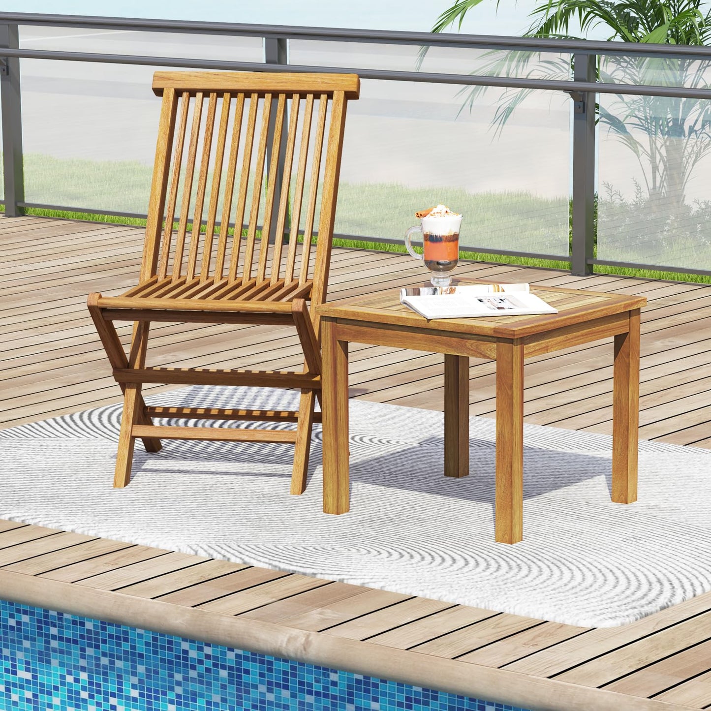 Table d'appoint d'extérieur Tangkula pour porche, terrasse, jardin, intérieur