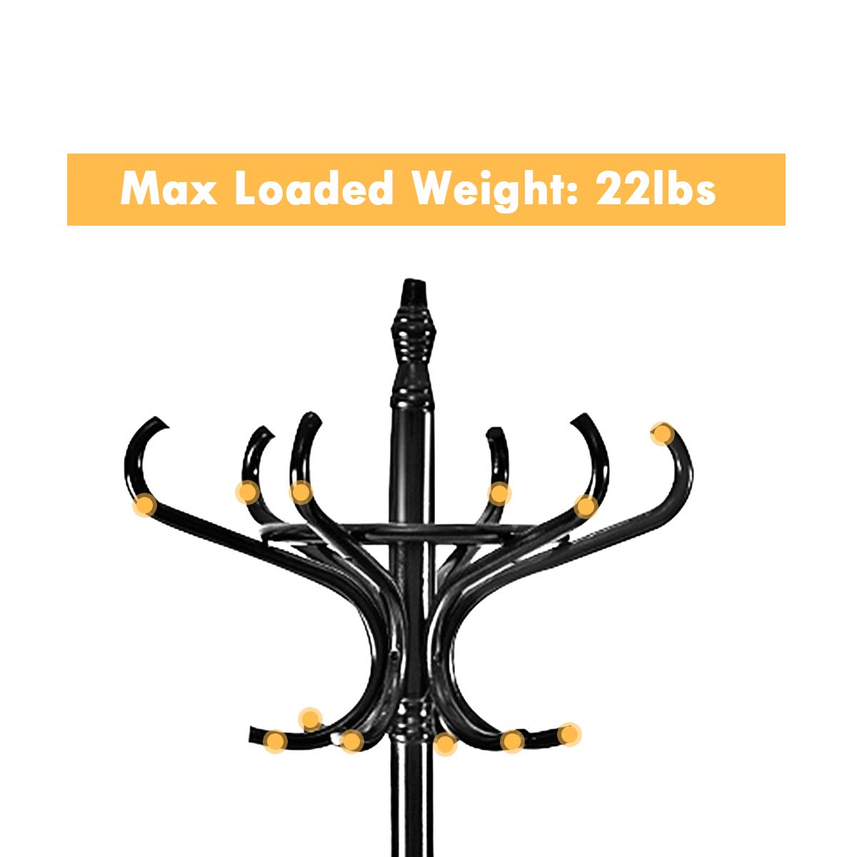 Tangkula Standing Coat Rack Wood 12 Hooks