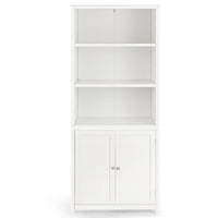 Tangkula Bookcase with Doors, 3 Tier Open Book Shelving