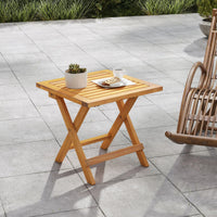 Tangkula Table d'appoint pliable d'extérieur en bois d'acacia avec pieds en X et plateau à lattes