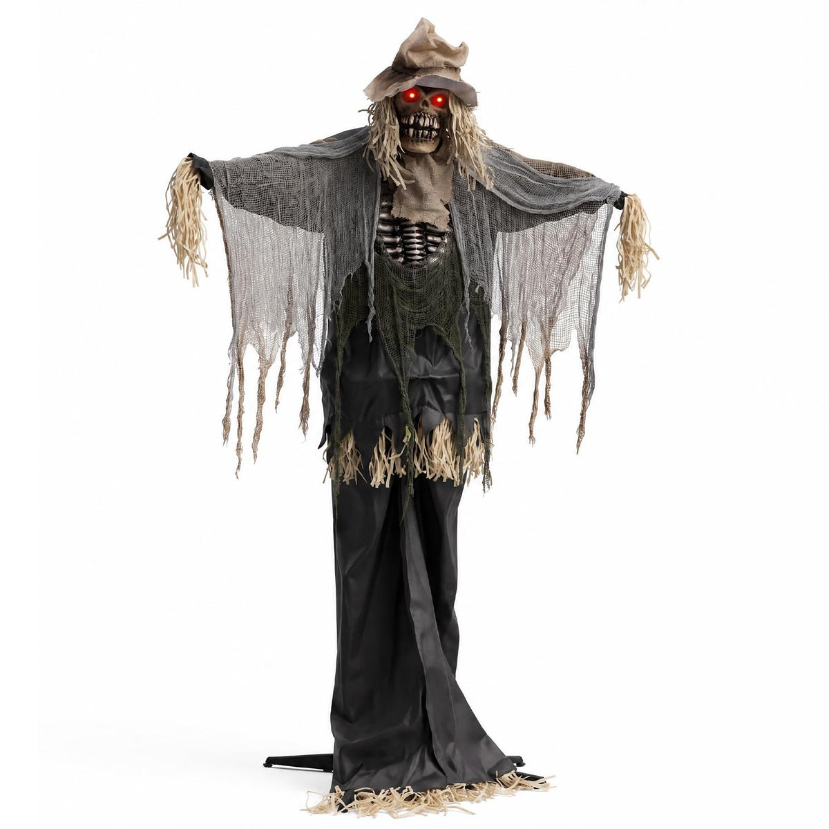 Tangkula 7.3 FT Animated Halloween Standing Skeleton Scarecrow Decoration