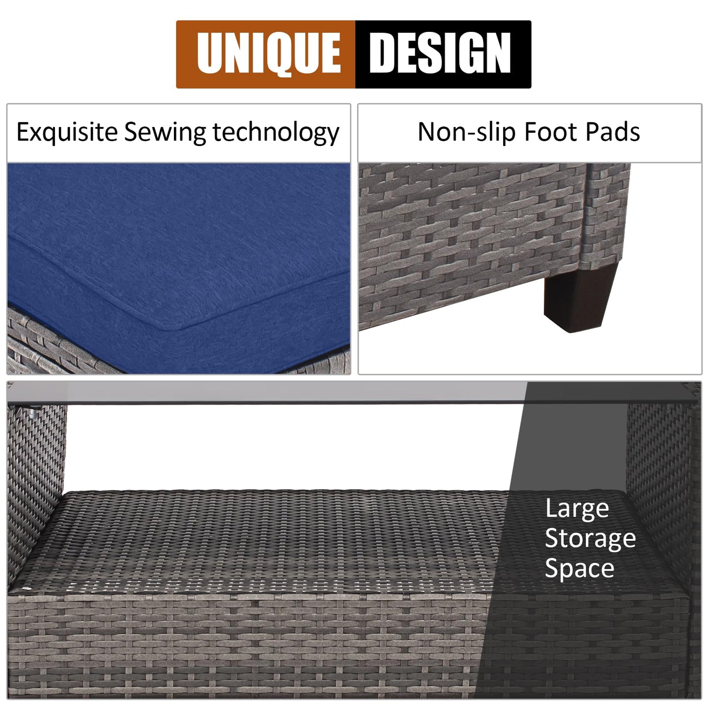 Tangkula 4 Pieces Rattan Conversation Set