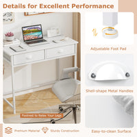 Tangkula Computer Desk with 2 Storage Drawers & 4 Hooks
