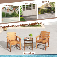 Tangkula Set of 2 Hardwood Patio Dining Chair, Wood Dining Armchairs with Breathable Slatted Seat & Inclined Backrest