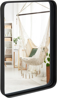 Tangkula Rectangular Wall Mirror, Modern Mirror with Solid Steel Frame & Rounded Corners